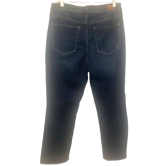 Seven7 Fashion Hayden Crop Jeans 10 Blue Womens Straight Leg Raw Hem Stretch - Picture 2 of 11